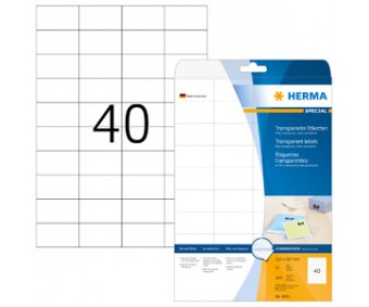 Läbipaistvad kleebisetiketid Herma - matt, 52.5x29.7mm, 25 lehte